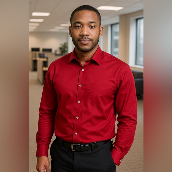 Van Heusen Other - Van Heuson Slim Fit Red Dress Shirt 17-17.5 36/37